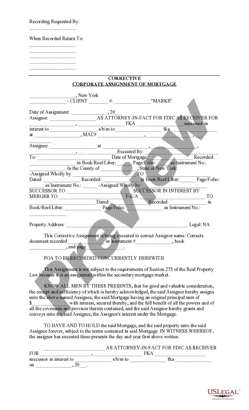 Get Corrective Corporate Assignment of Mortgage Preview Corrective Corporate Assignment of Mortgage