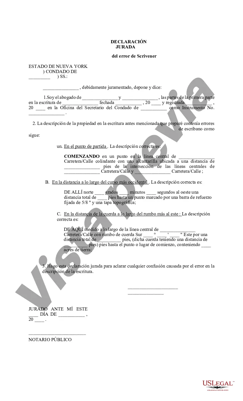 Preview Declaración jurada de error de Scrivener