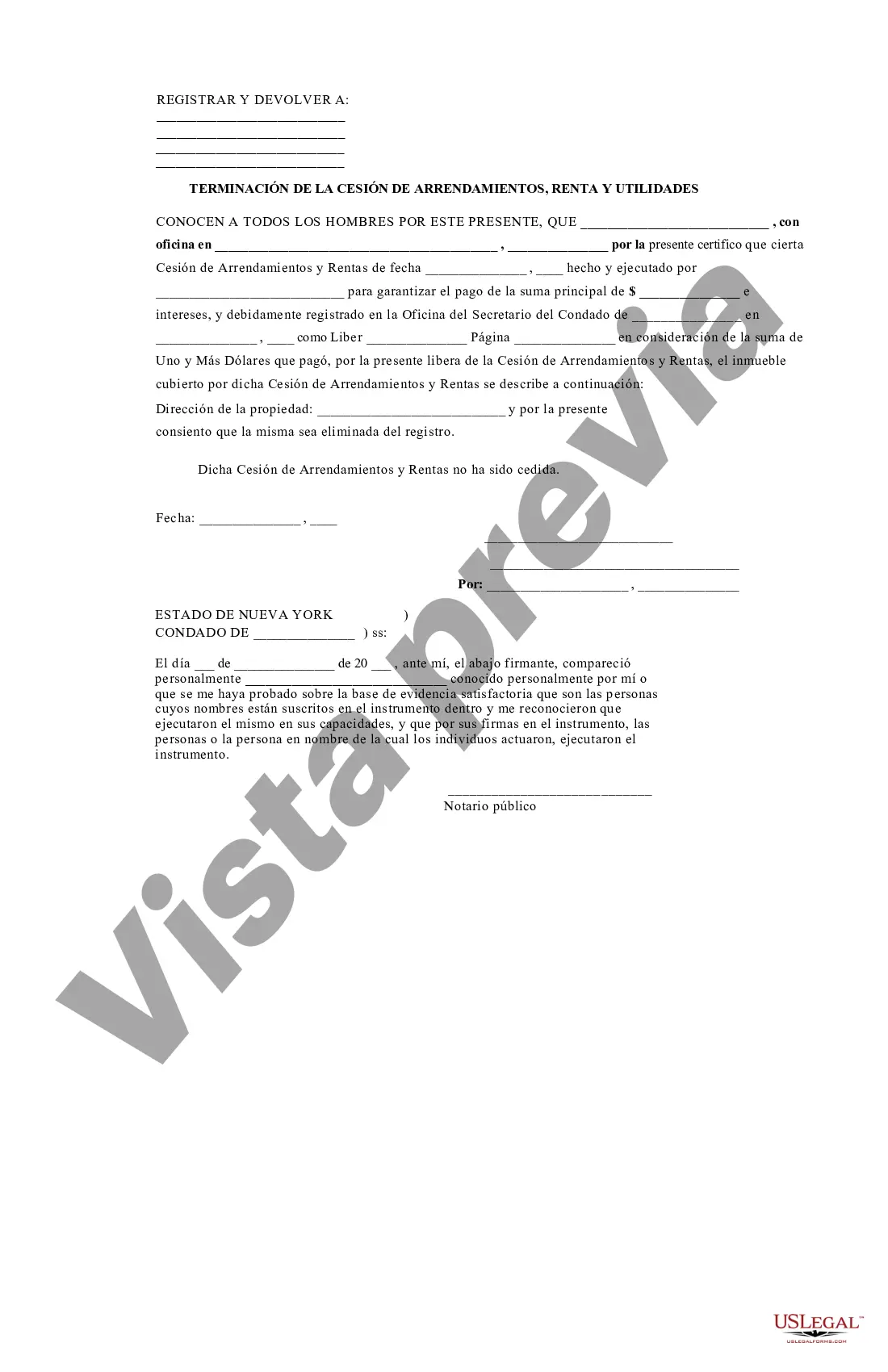 Preview Terminación de Cesión de Arrendamientos, Rentas y Utilidades