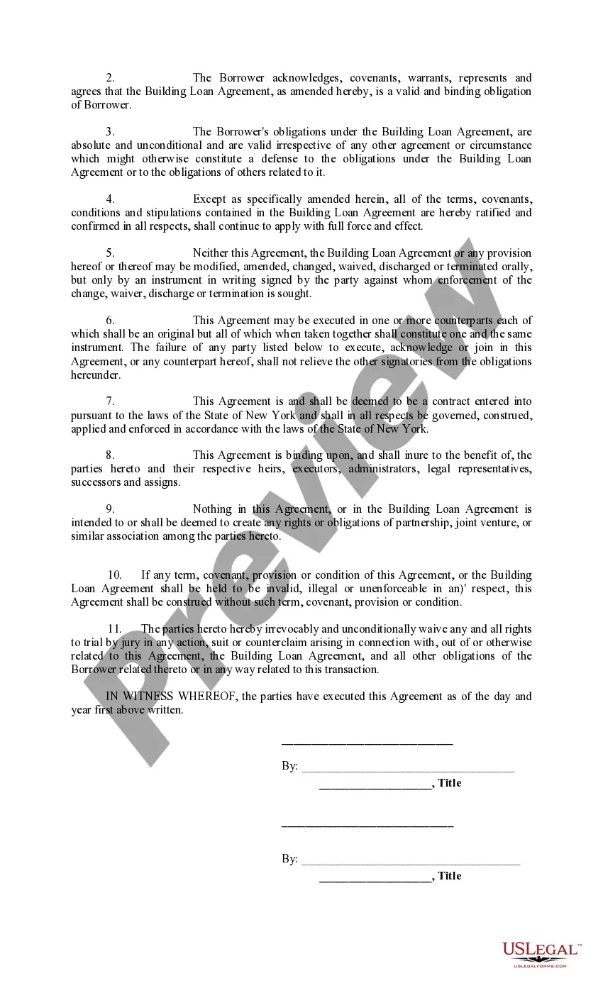 Get Amendment to Building Loan Agreement Preview Amendment to Building Loan Agreement