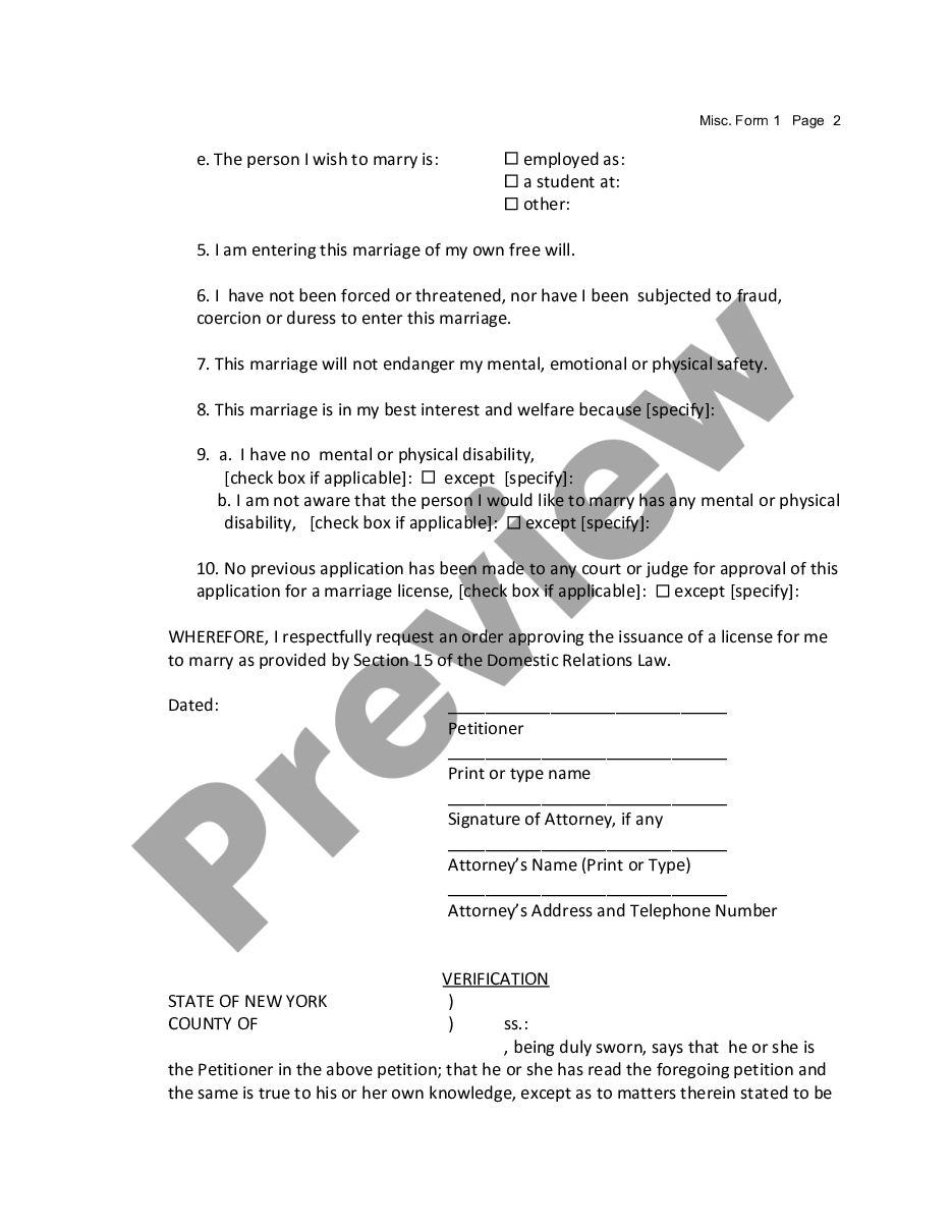 page 1 Petition for Consent to Marry preview