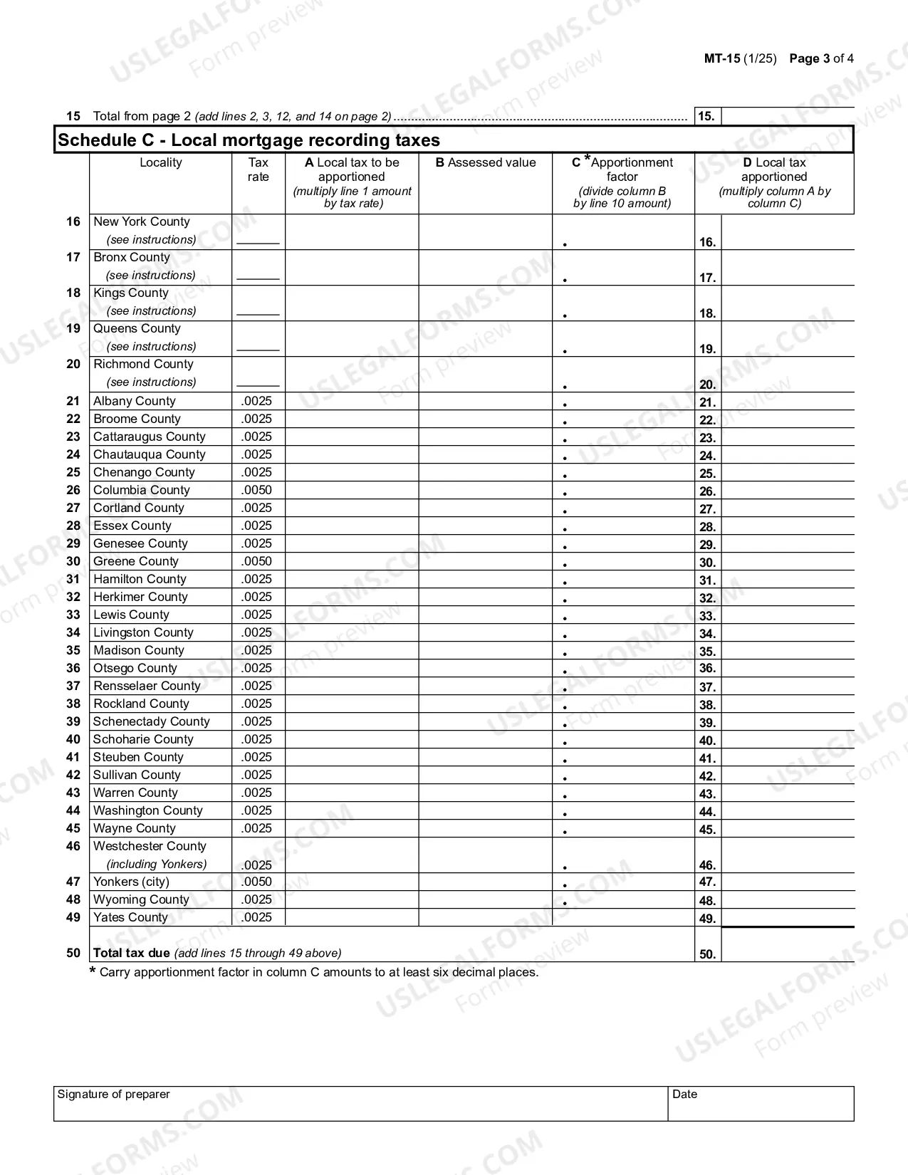 Preview Mortgage Recording Tax Return