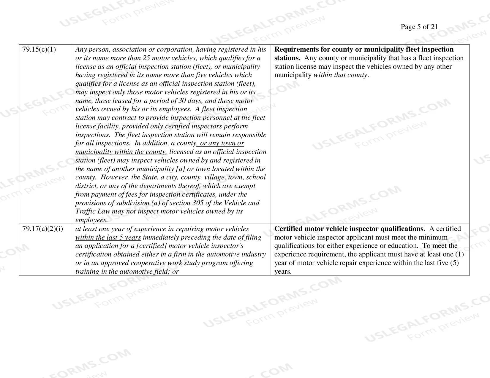 Preview NYS Motor Vehicle Inspection Regulations Amendment Small Business Regulation Guide