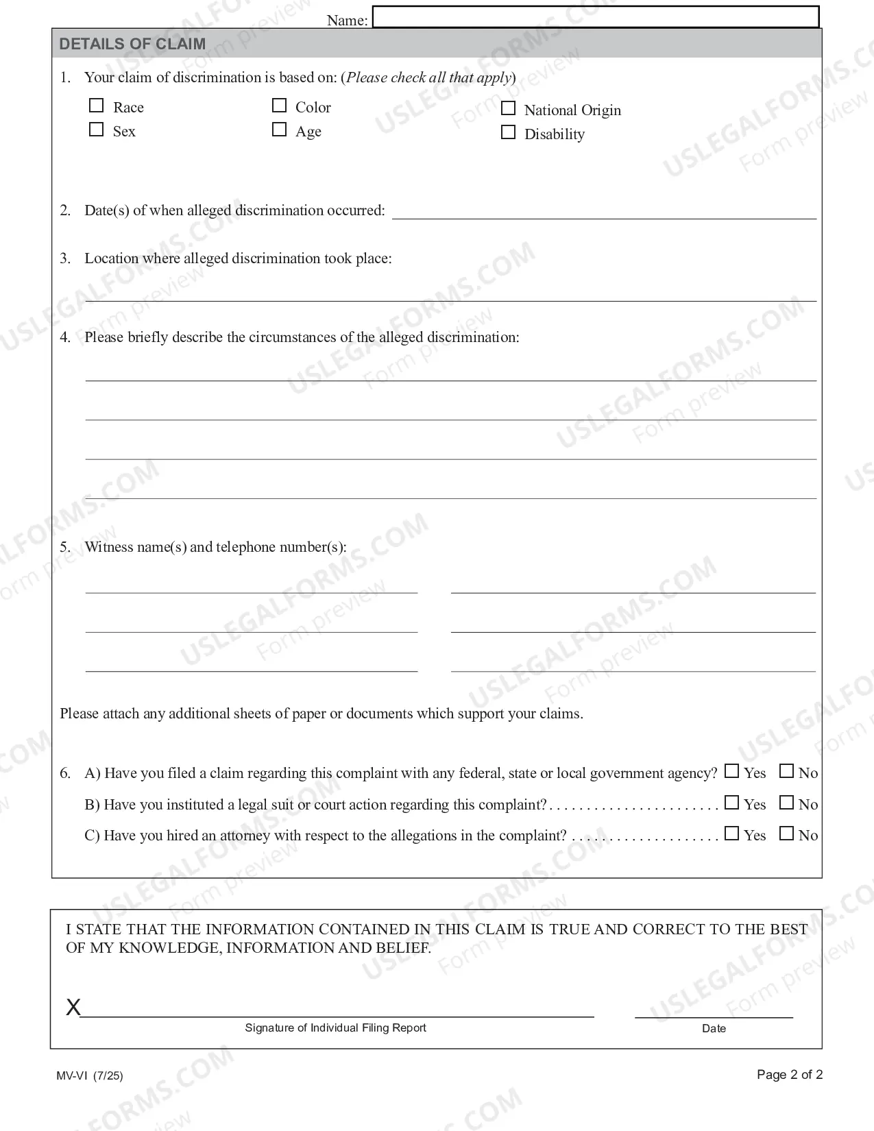 Preview Title VI Non-Discrimination Complaint Form