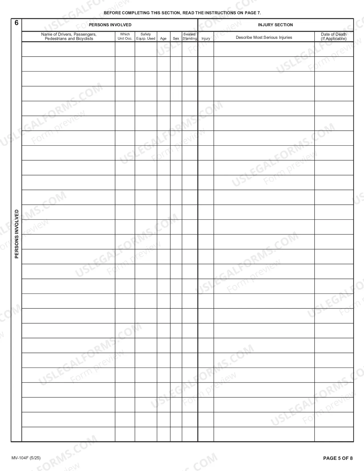 Preview Accident Report for School Vehicles Transporting Pupils/Teacher/Supervisors