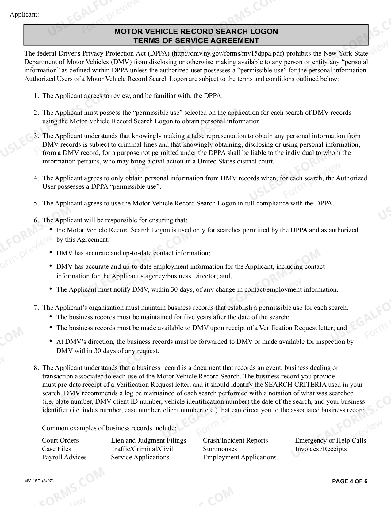 Preview Motor Vehicle Record Search Account Application