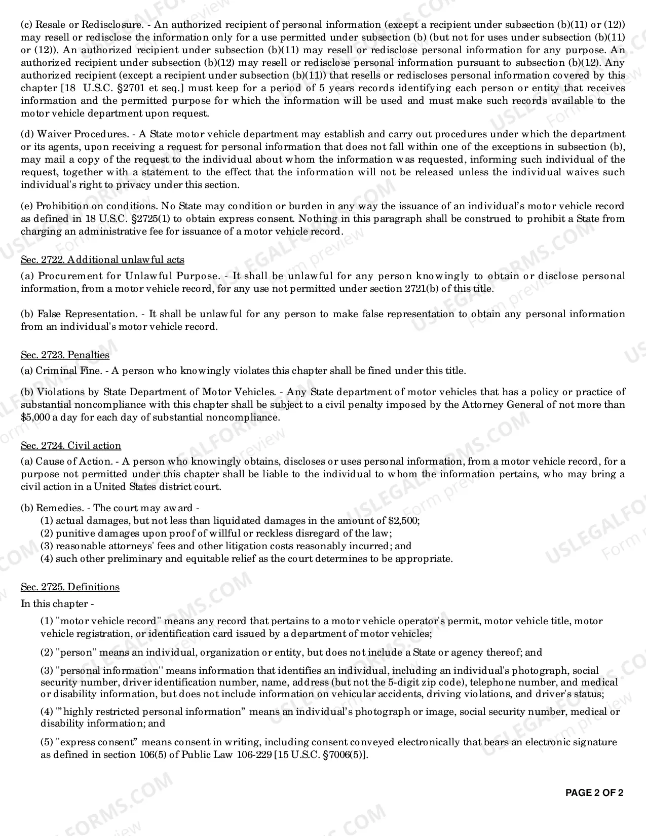 Preview Federal Driver's Privacy Protection Act