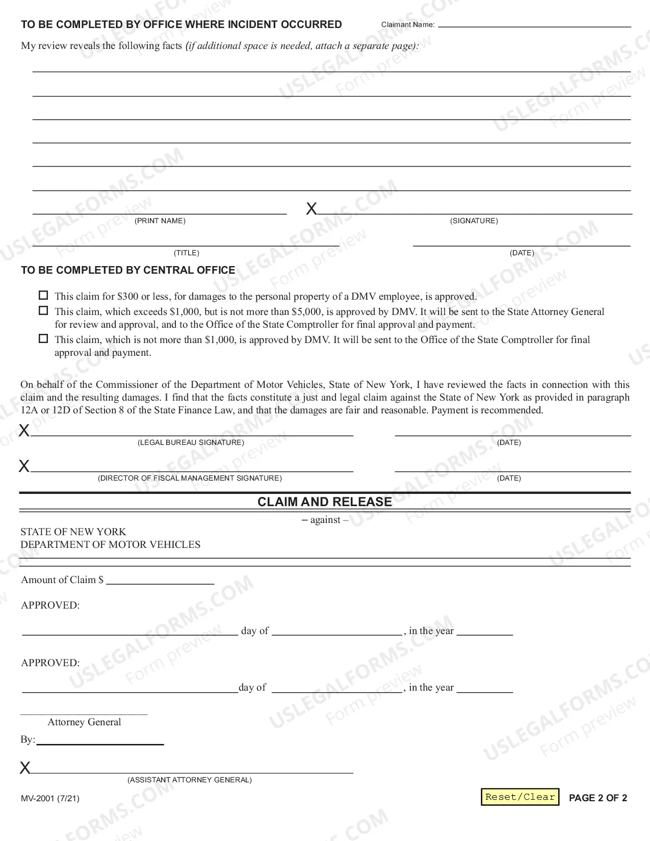 Preview Claim And Release Form