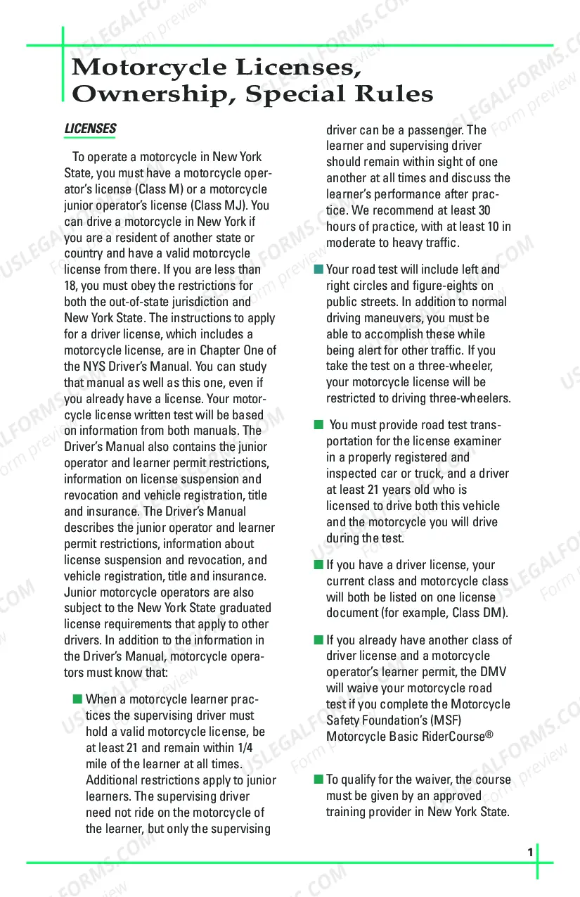 Preview NYS Motorcycle Manual - Print version