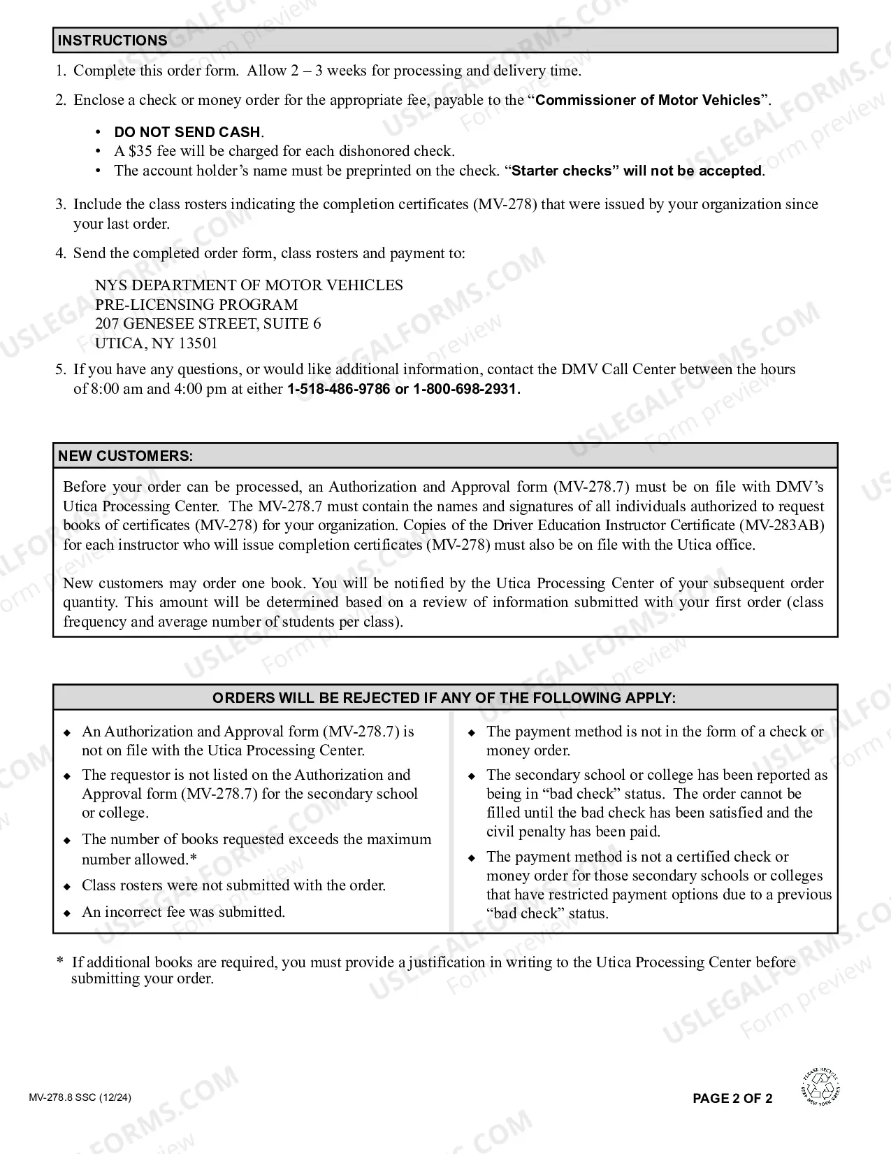 Preview Pre-Licensing Course Completion Certificate Order Form for Secondary Schools And Colleges