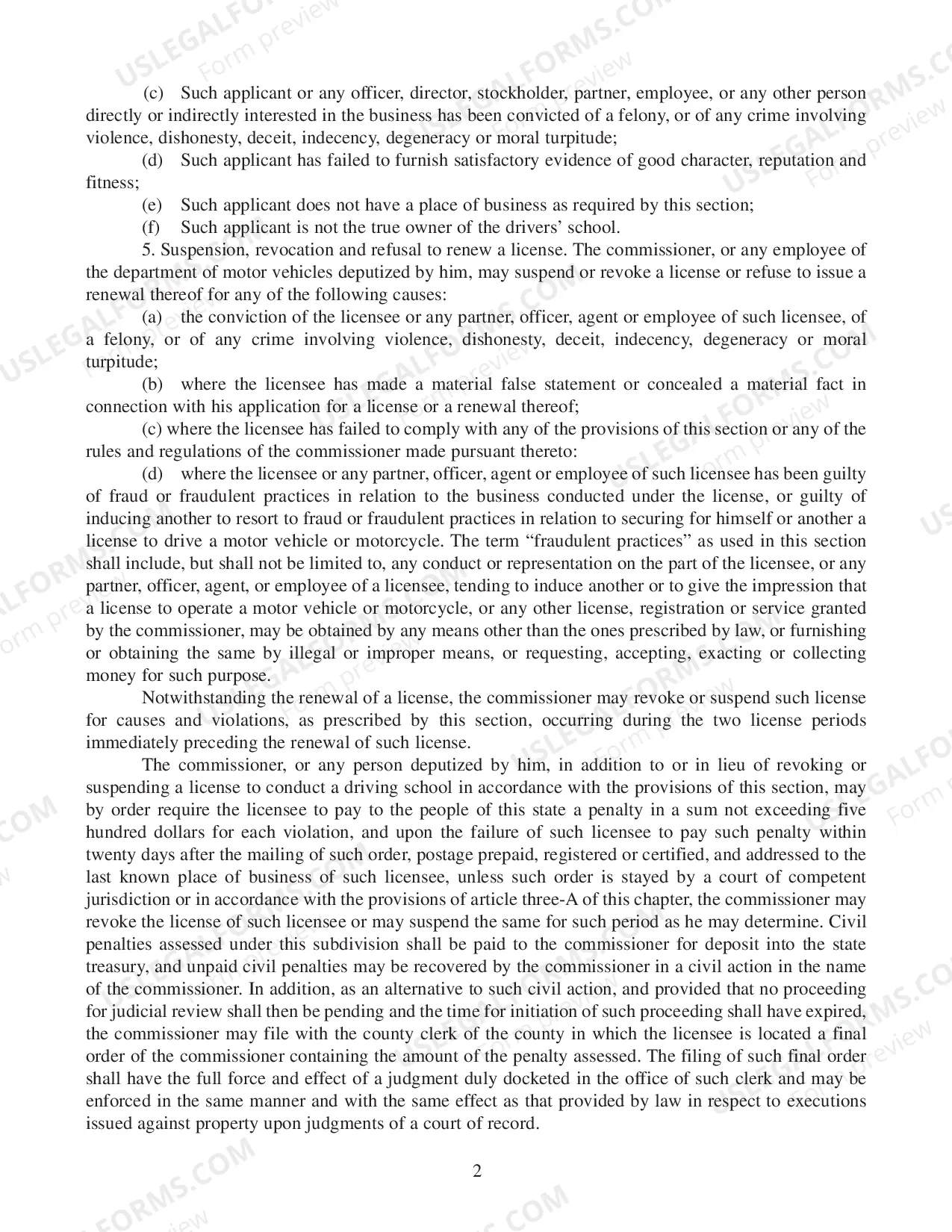 Preview Section 394 Drivers' Schools, NYS Vehicle and Traffic Law