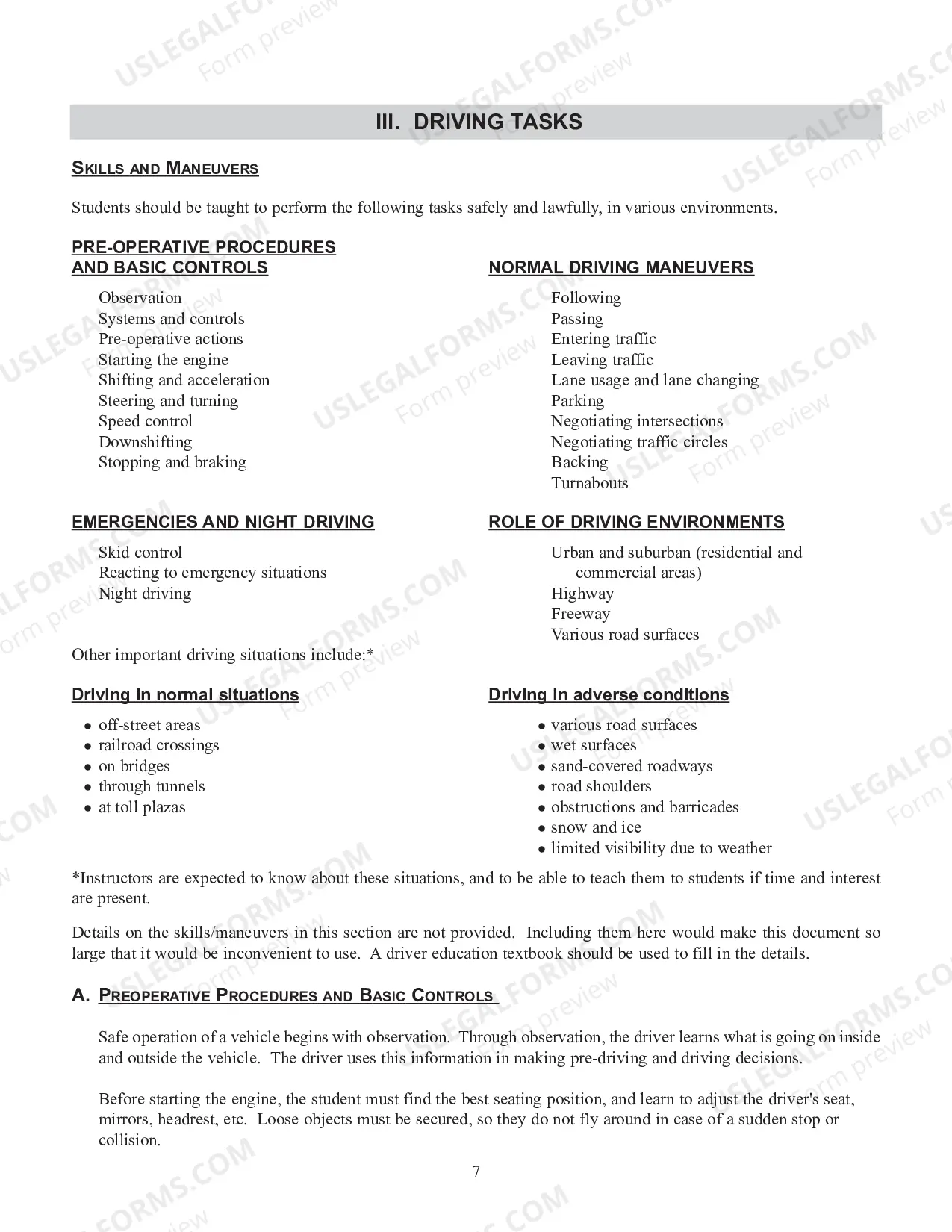Preview Study Guide for the Written Test for Driving School Instructor Applicants