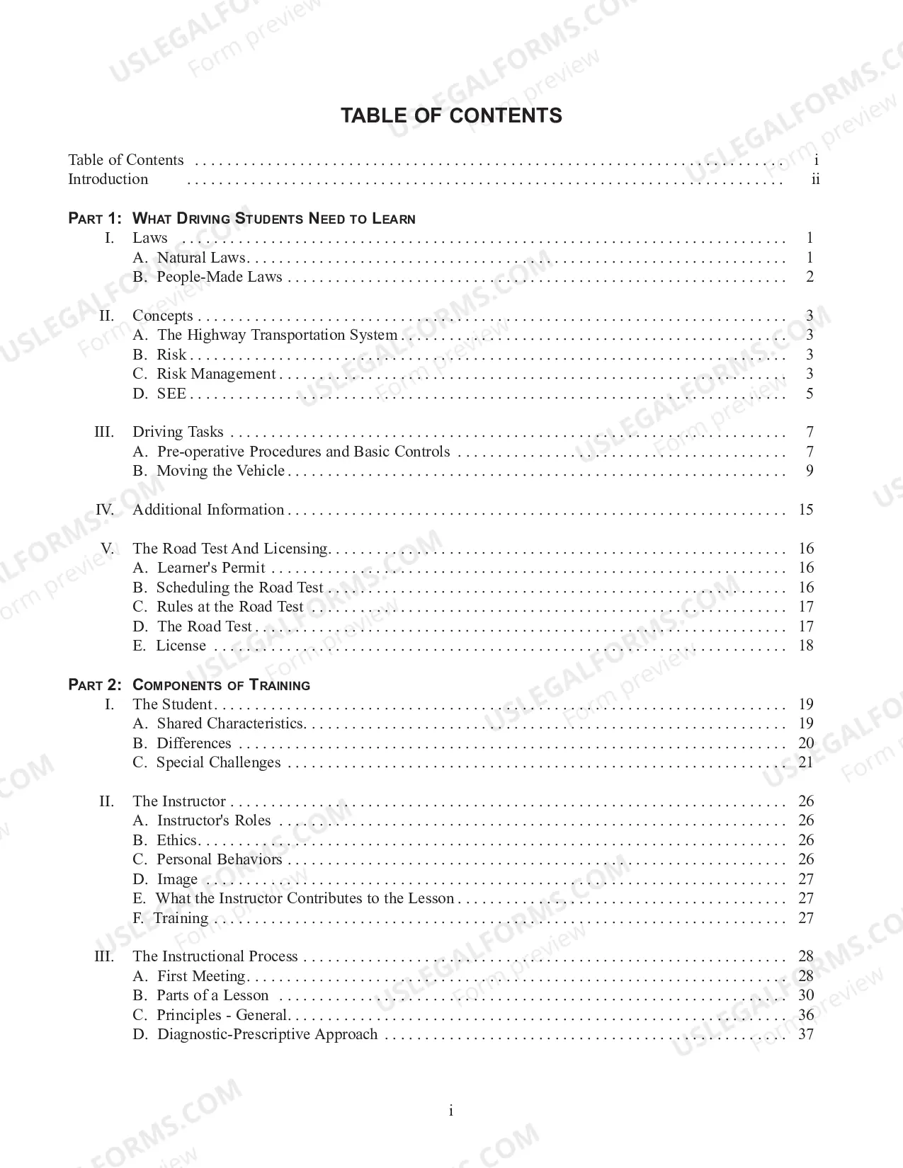 Preview Study Guide for the Written Test for Driving School Instructor Applicants