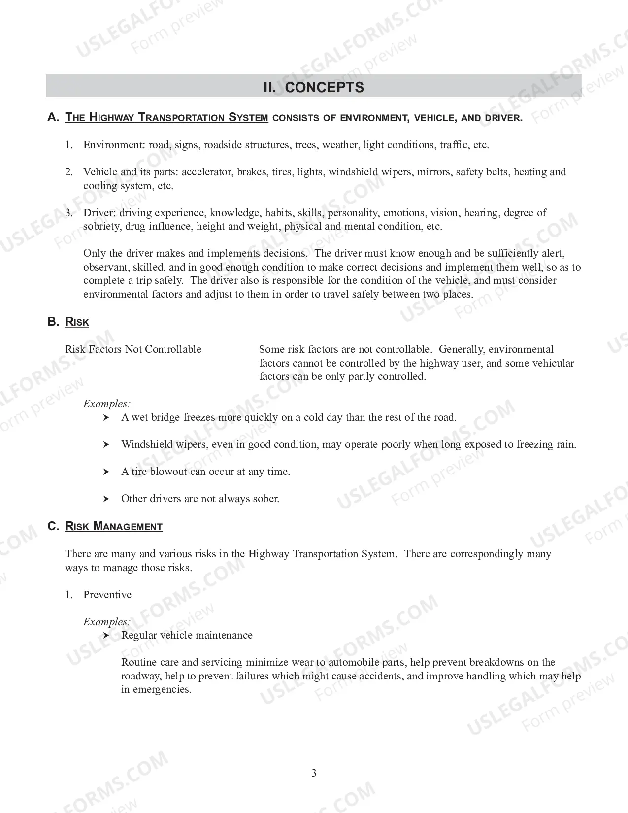 Preview Study Guide for the Written Test for Driving School Instructor Applicants