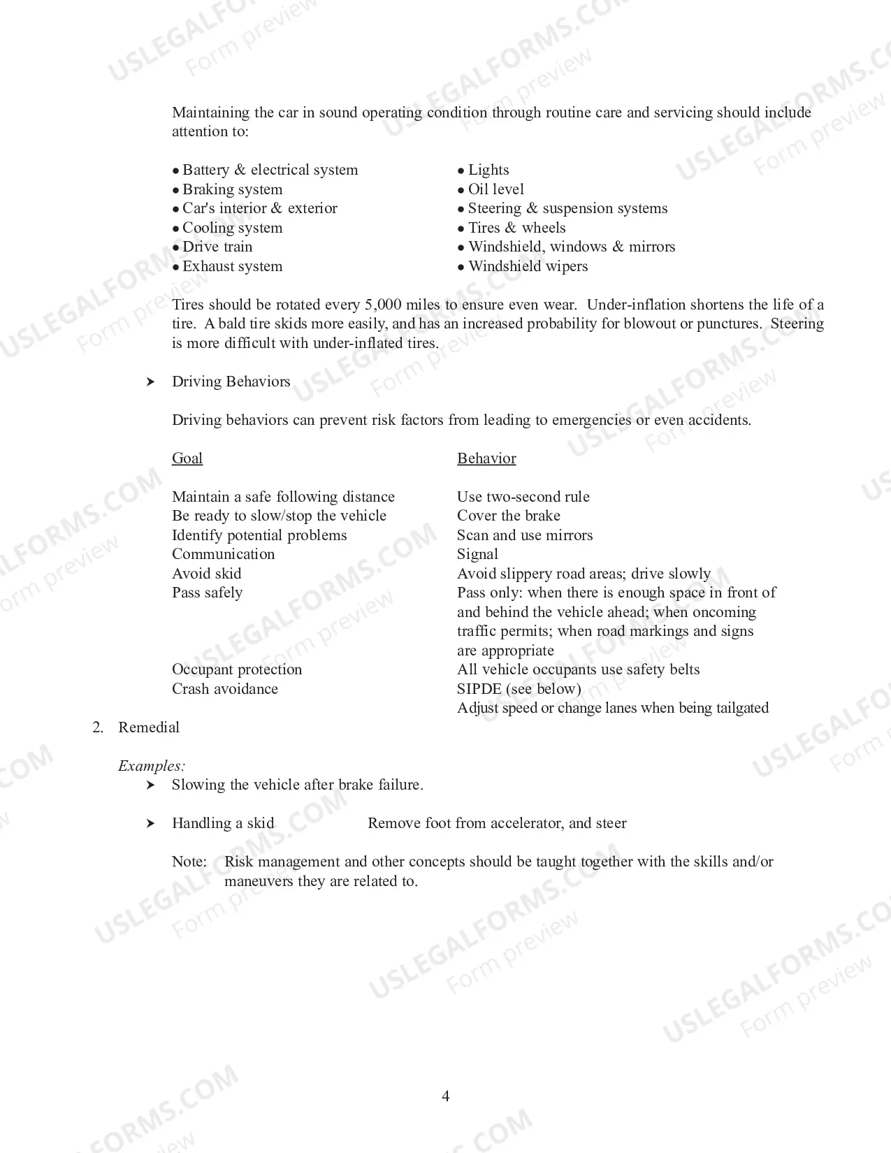 Preview Study Guide for the Written Test for Driving School Instructor Applicants