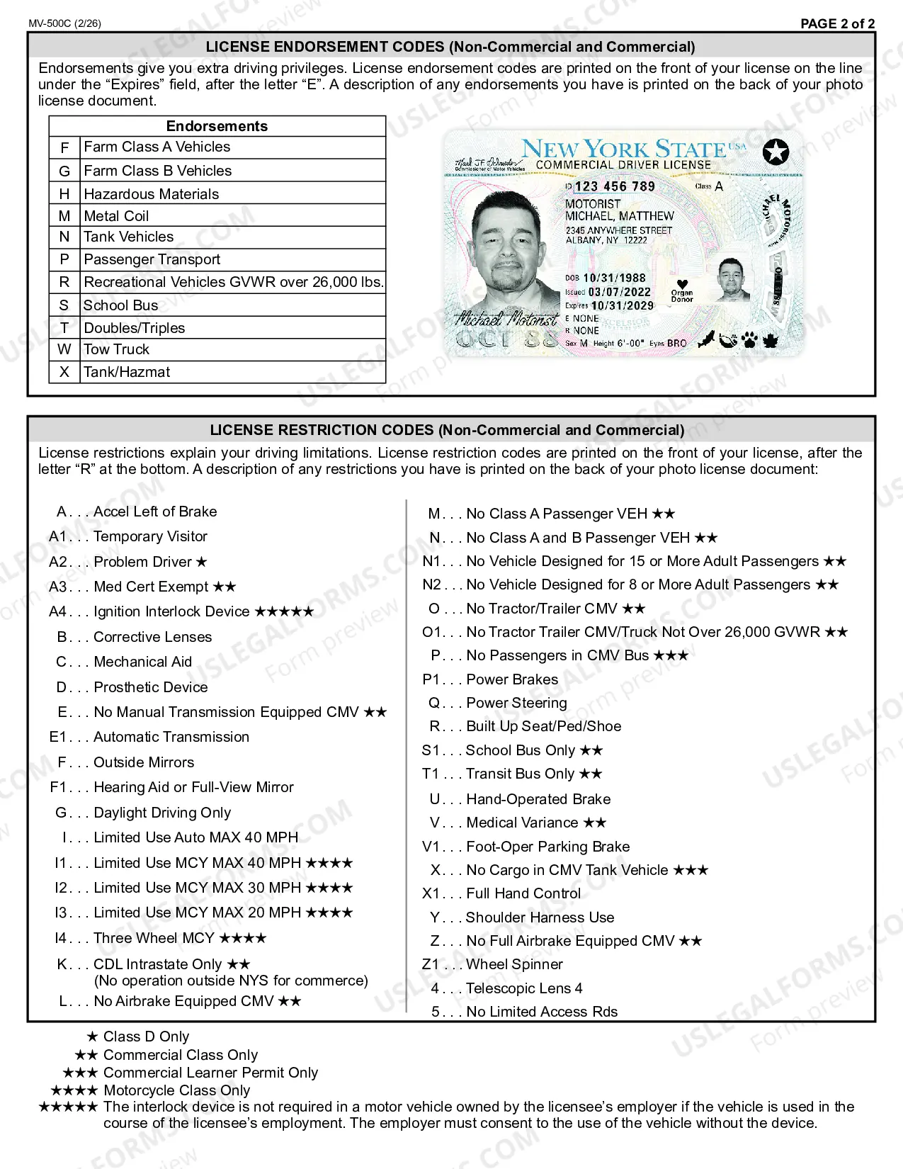 Preview Explanation of Driver License Classes, Endorsements, and Restrictions