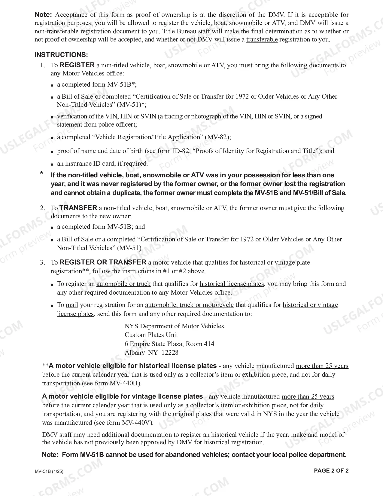 Preview Statement of Ownership for Non-Titled Vehicles, Boats, Snowmobiles and All-Terrain Vehicles