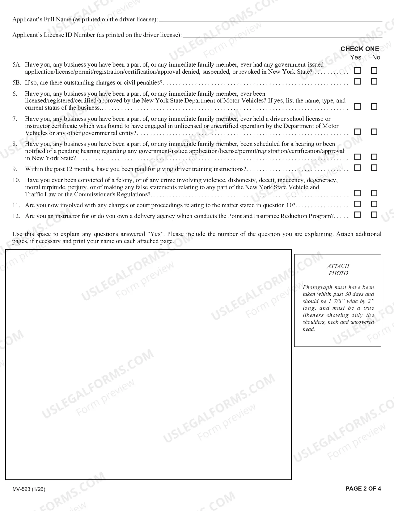 Preview Application for Driving School Instructor Certificate