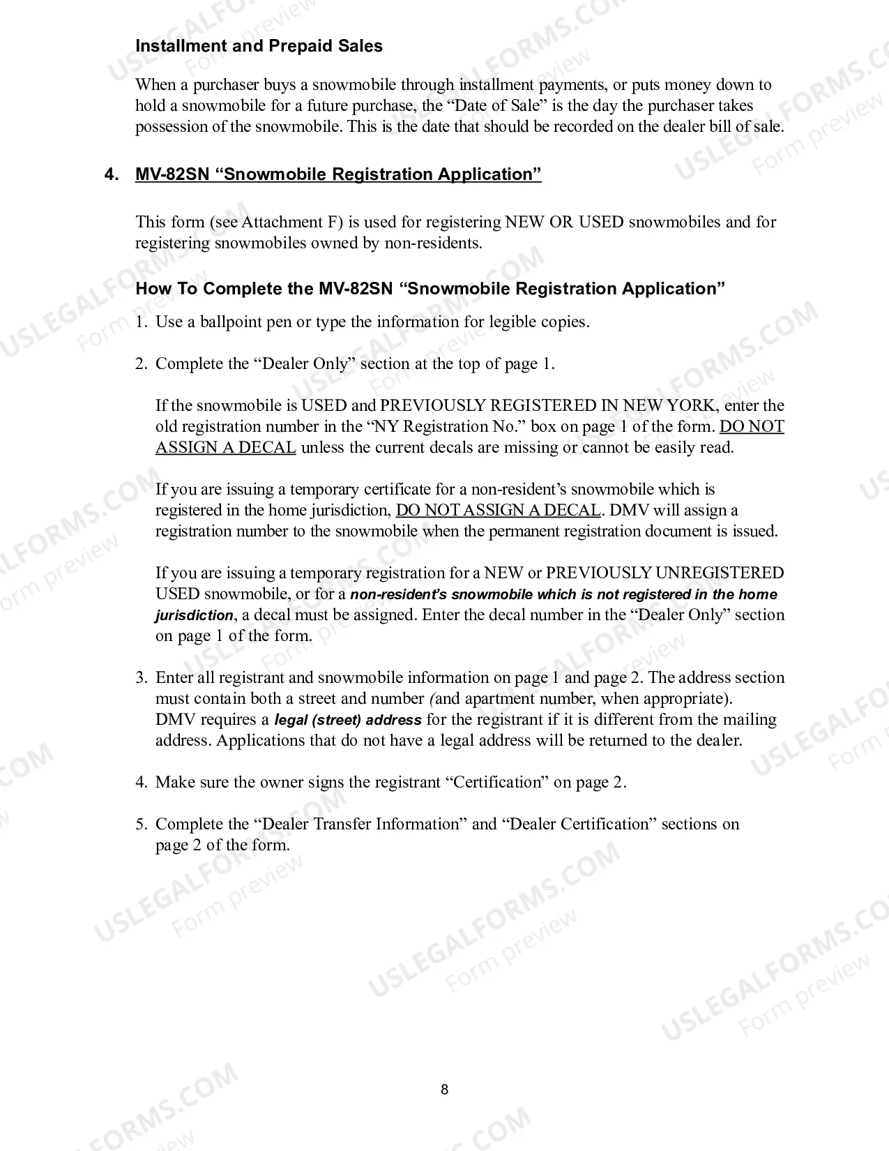 Preview Snowmobile Dealer Registration Instructions