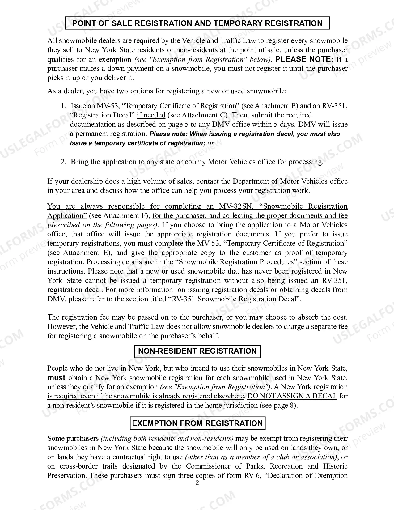 Preview Snowmobile Dealer Registration Instructions