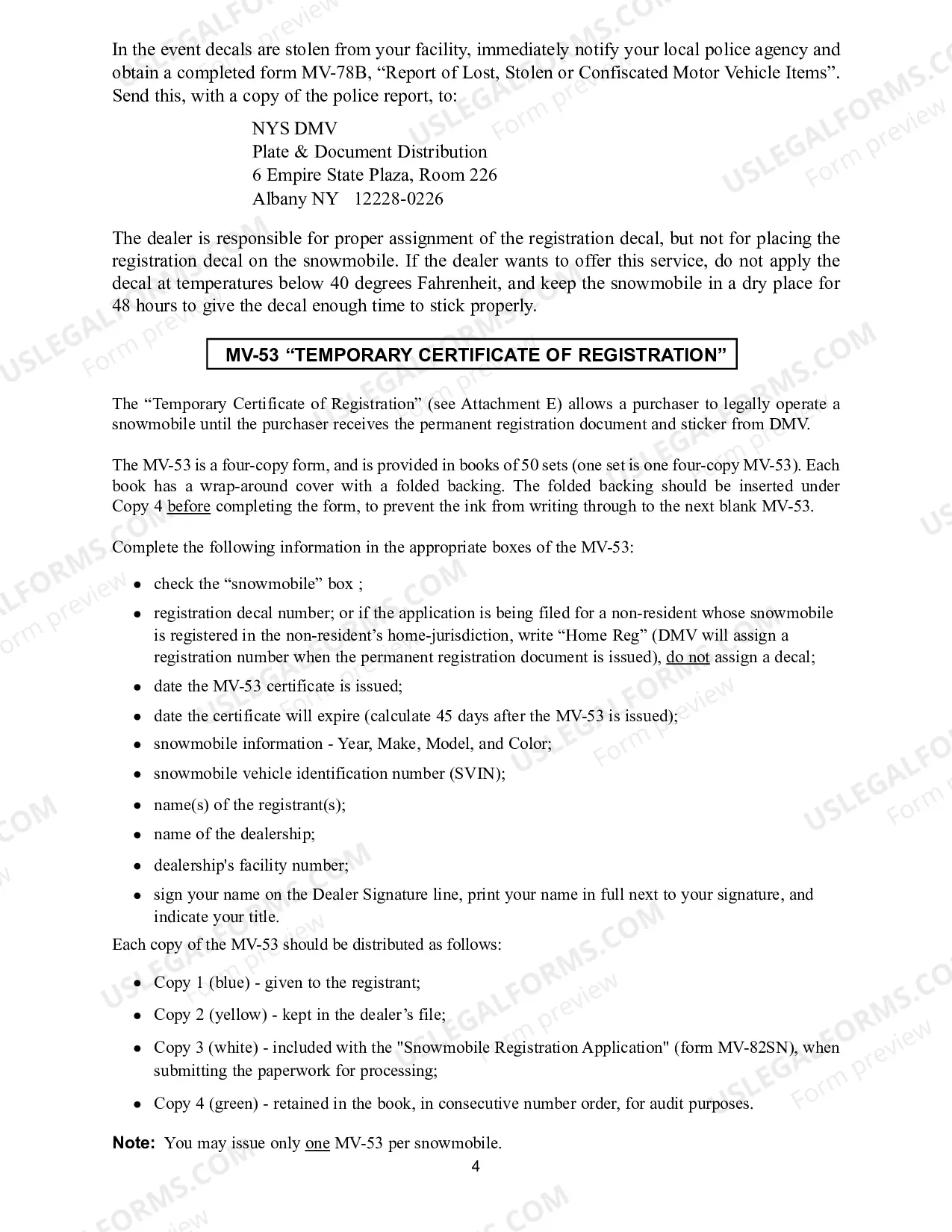 Preview Snowmobile Dealer Registration Instructions