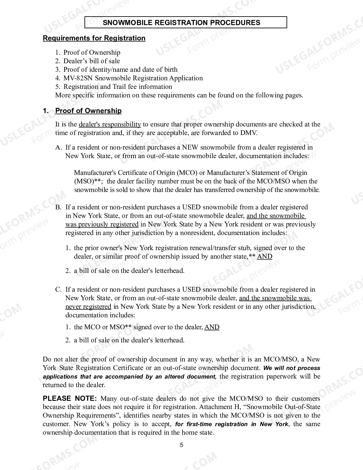 Preview Snowmobile Dealer Registration Instructions