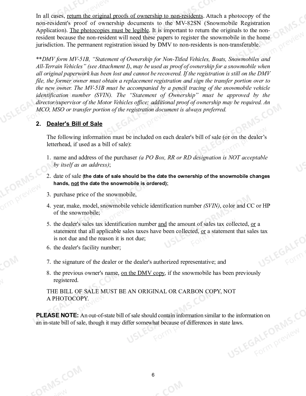 Preview Snowmobile Dealer Registration Instructions
