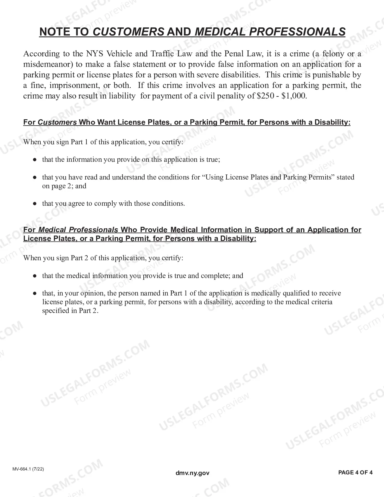 Preview Instructions and Application for a Parking Permit or License Plates, for People With Severe Disabilities