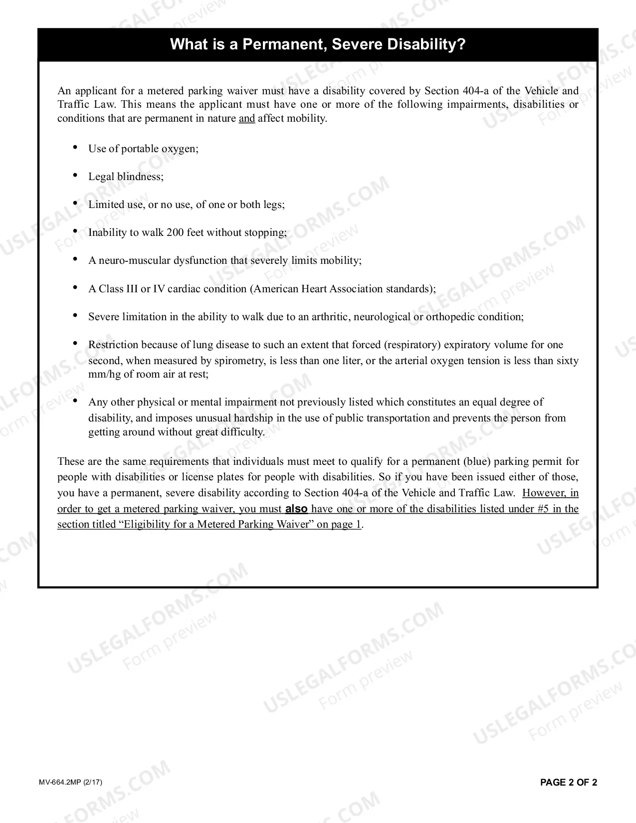 Preview Metered Parking Waiver Information
