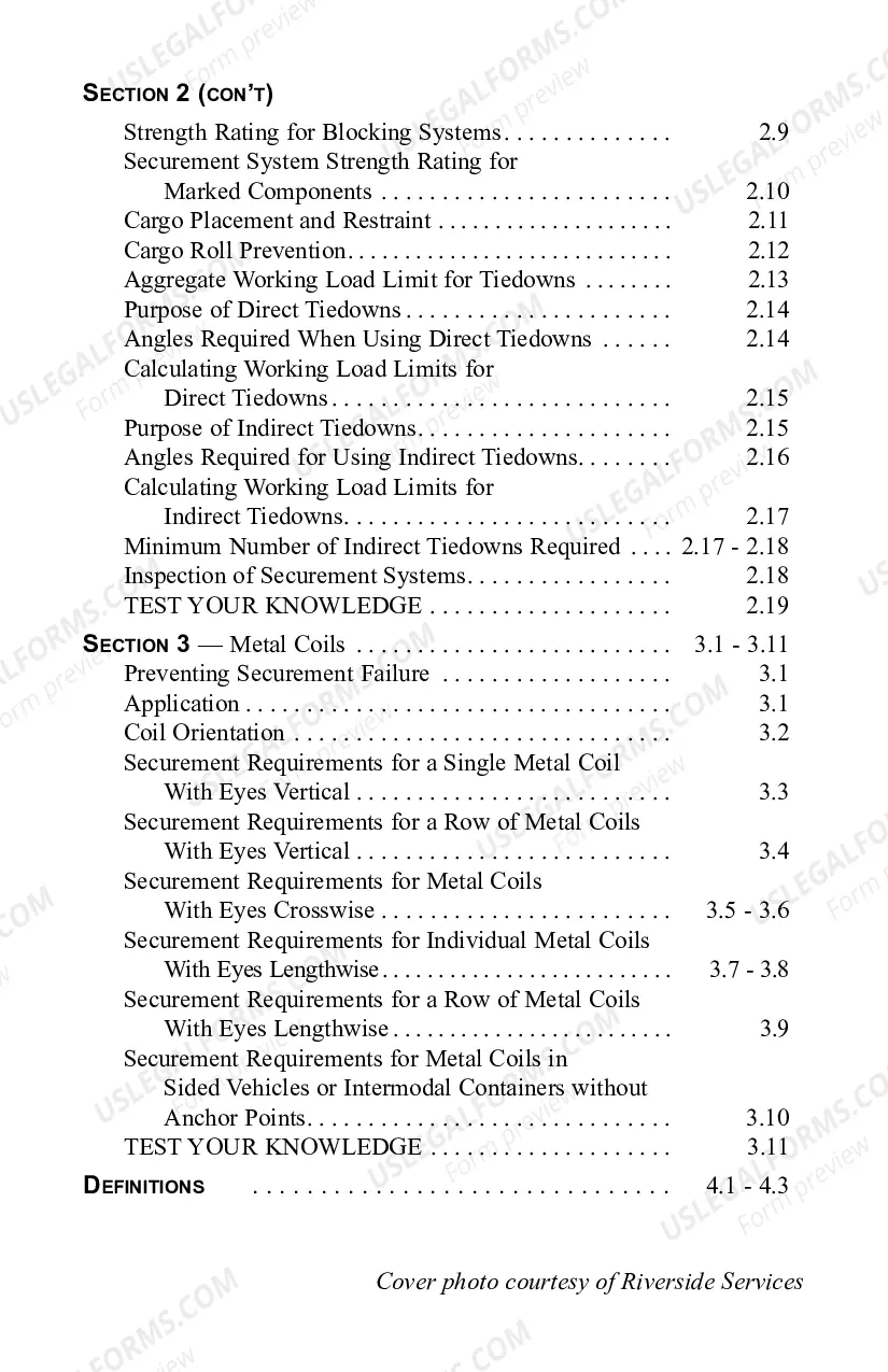 Preview Driver's Manual for the Safe Securement of Metal Coils and Other Cargo