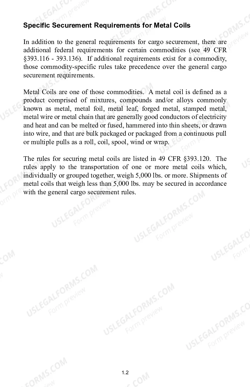 Preview Driver's Manual for the Safe Securement of Metal Coils and Other Cargo