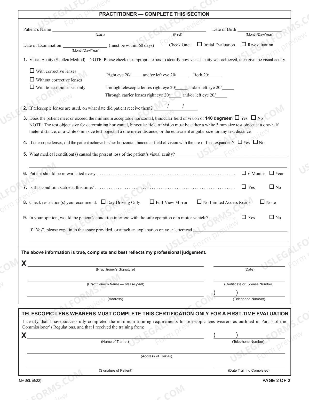Preview Eye Test Report for Medical Review Unit