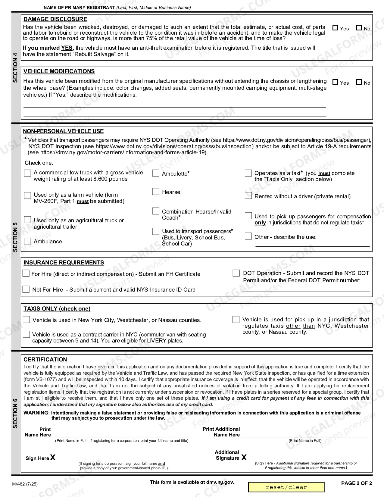Preview Vehicle Registration - Title Application