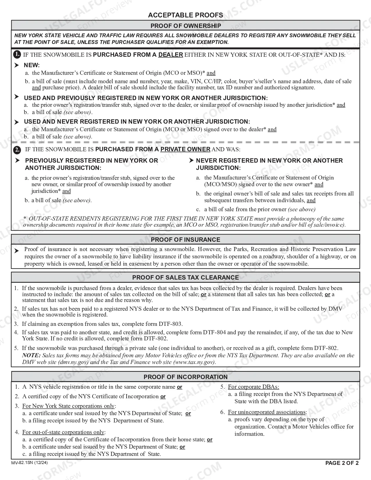 Preview Registering a Snowmobile in NYS