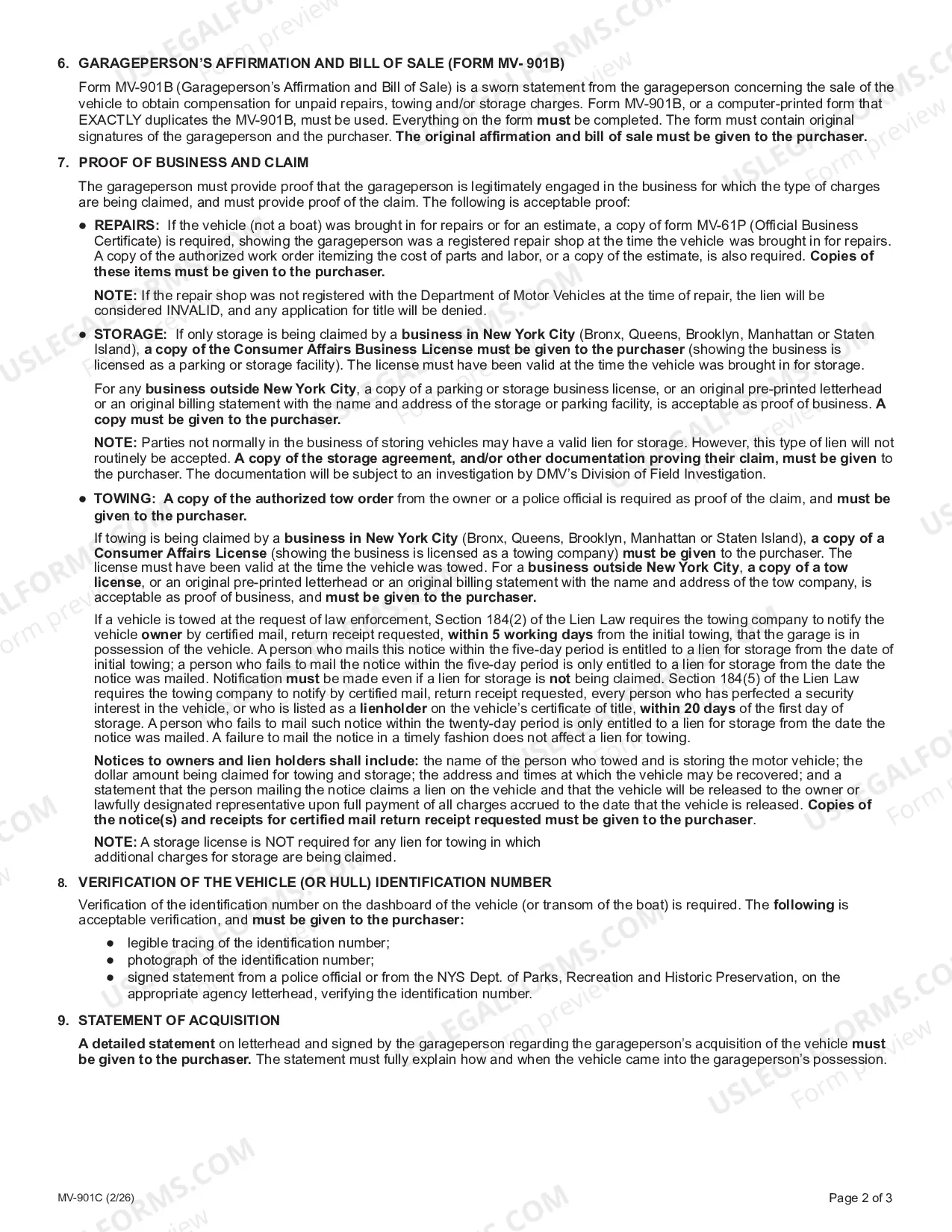 Preview Instructions and Requirements for Filing New York State Garageman's Liens
