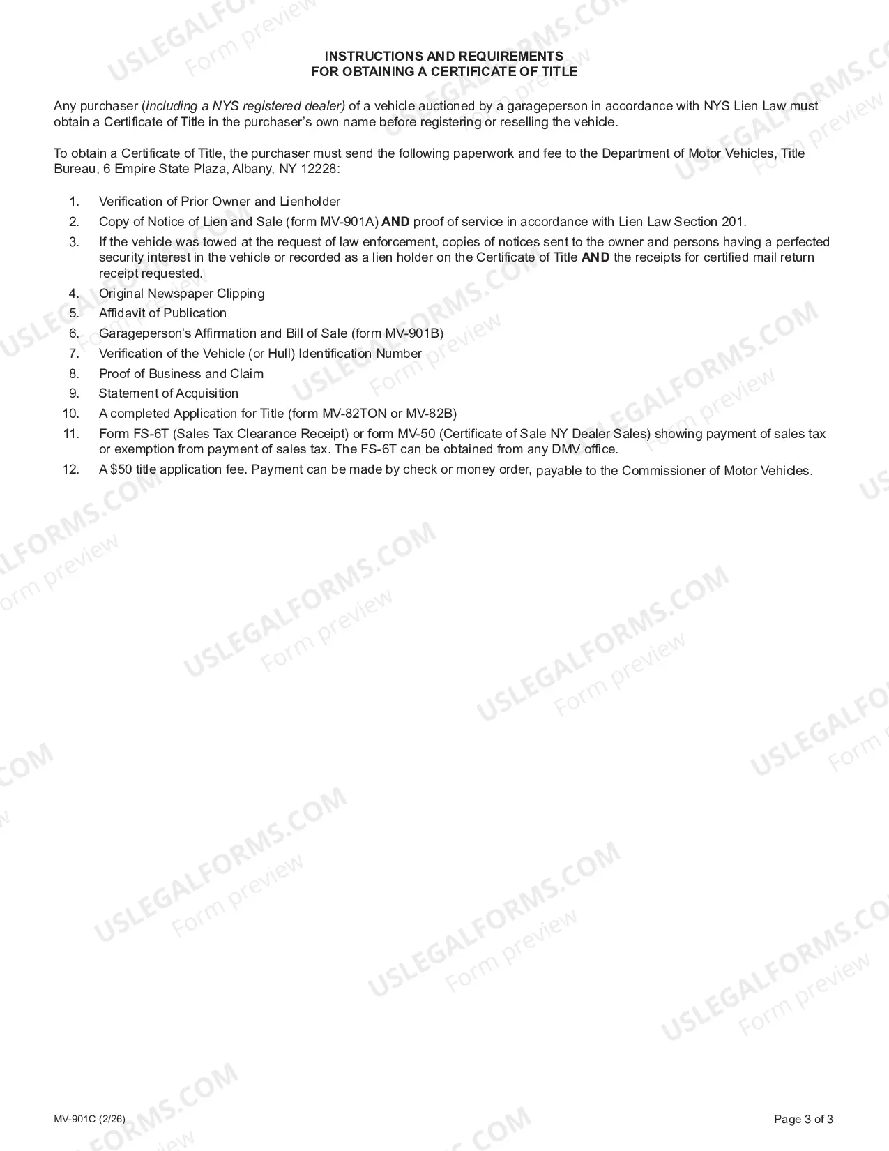 Preview Instructions and Requirements for Filing New York State Garageman's Liens