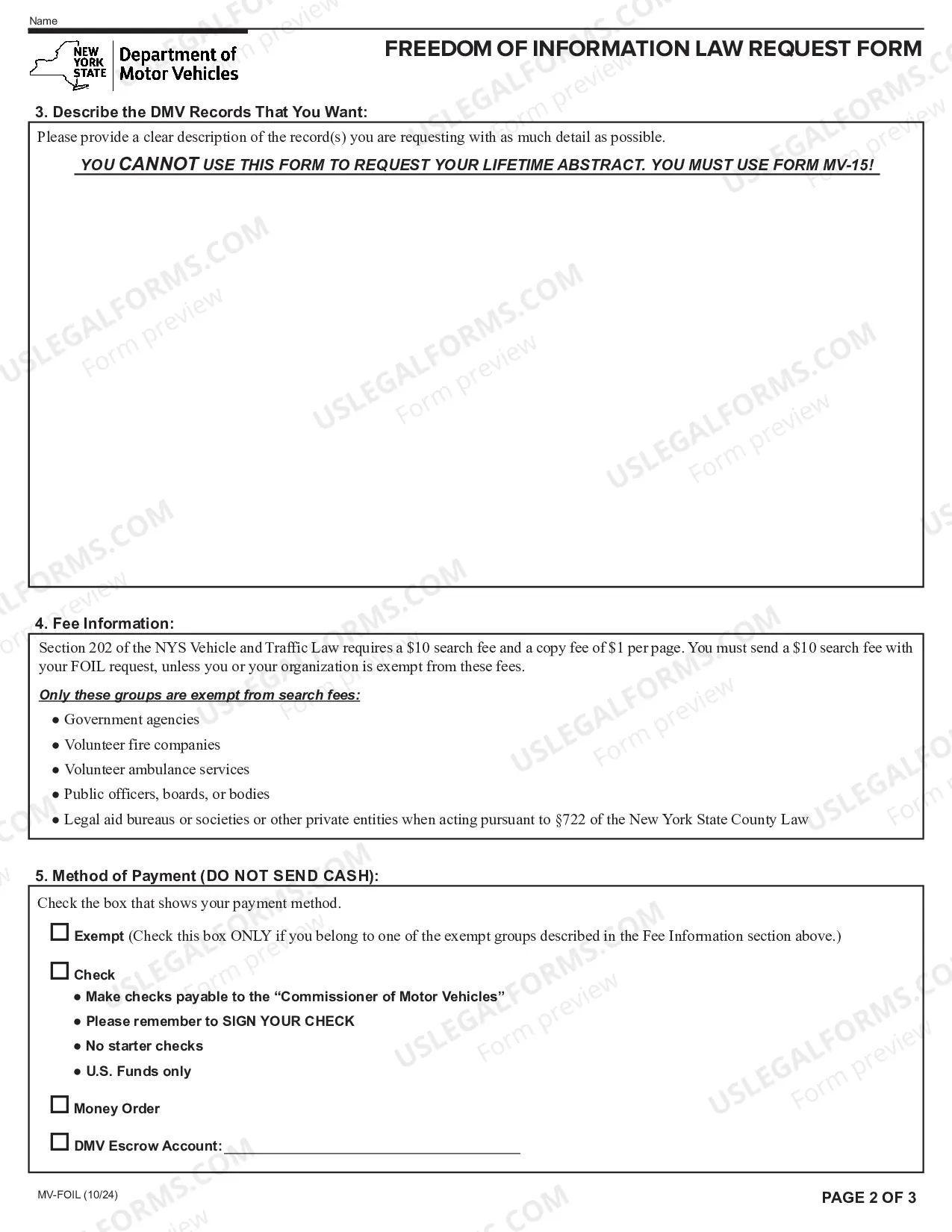 Preview Freedom of Information Law Request Form