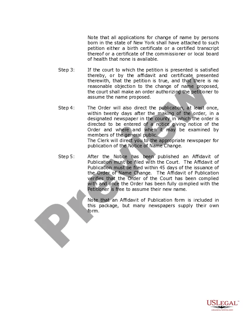 Preview Name Change Instructions and Forms Package for a Family with minor children