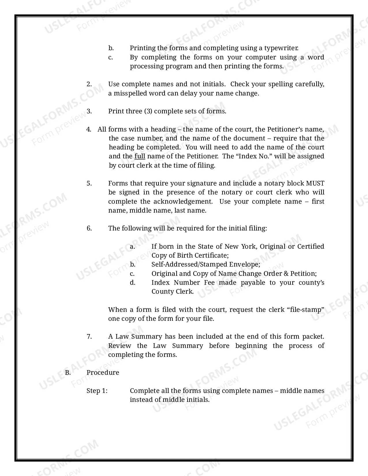 Preview New York Name Change Instructions and Forms Package for a Family with Minor Children - New York City Only