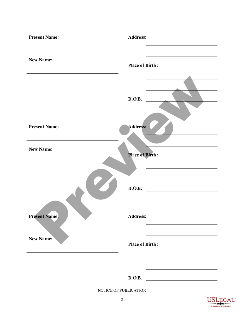 page 1 Publication Notice - Family Name Change preview