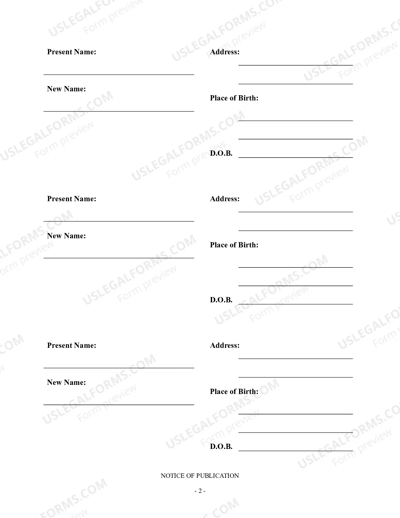 Preview Publication Notice - Family Name Change