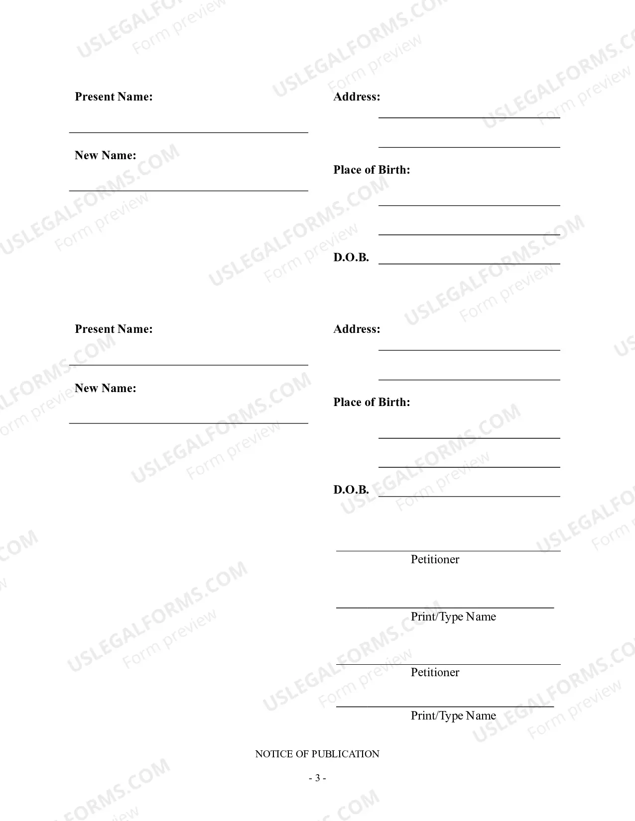 Preview Publication Notice - Family Name Change