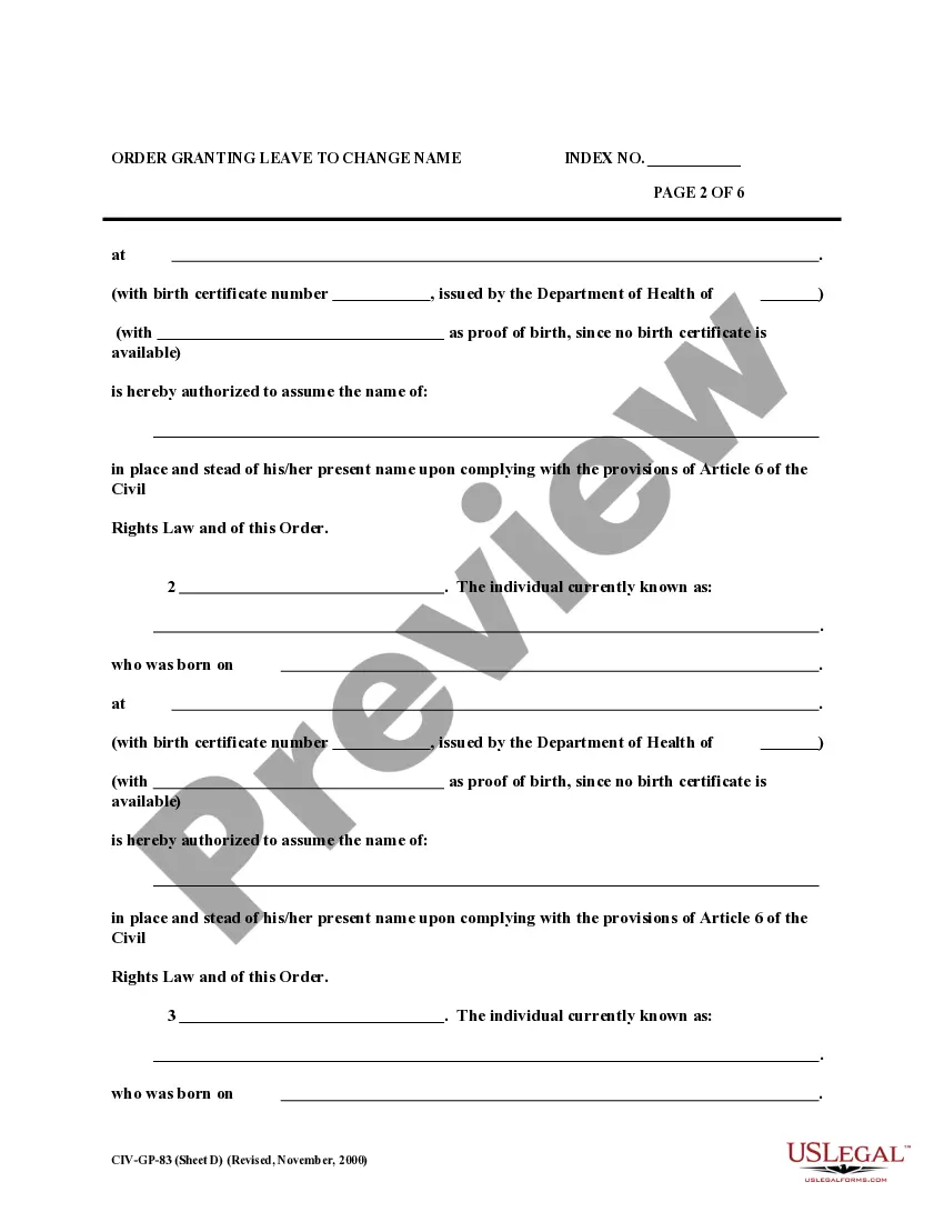 Preview Order - Family Name Change