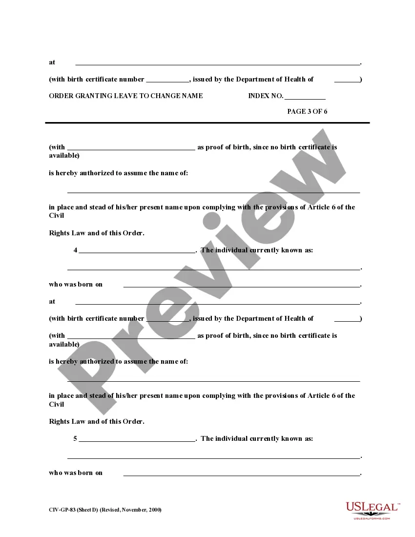 Preview Order - Family Name Change