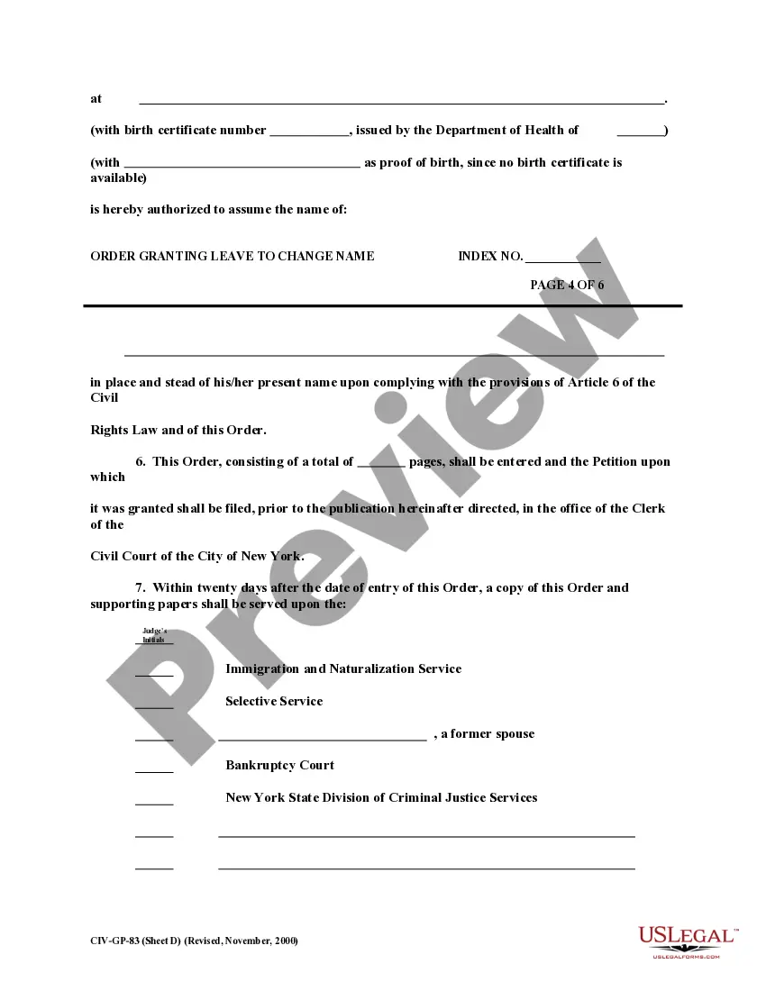 Preview Order - Family Name Change