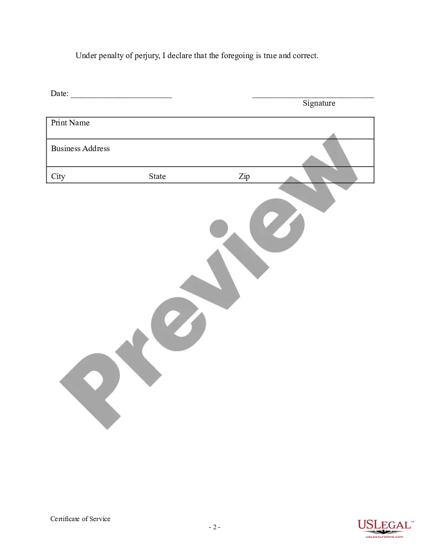 Preview Certificate of Service - Family Name Change