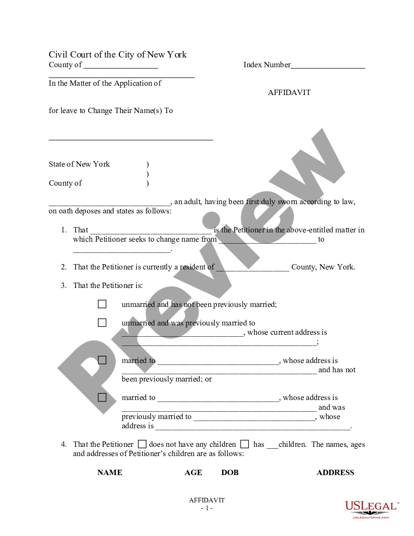 New York Affidavit Us Legal Forms