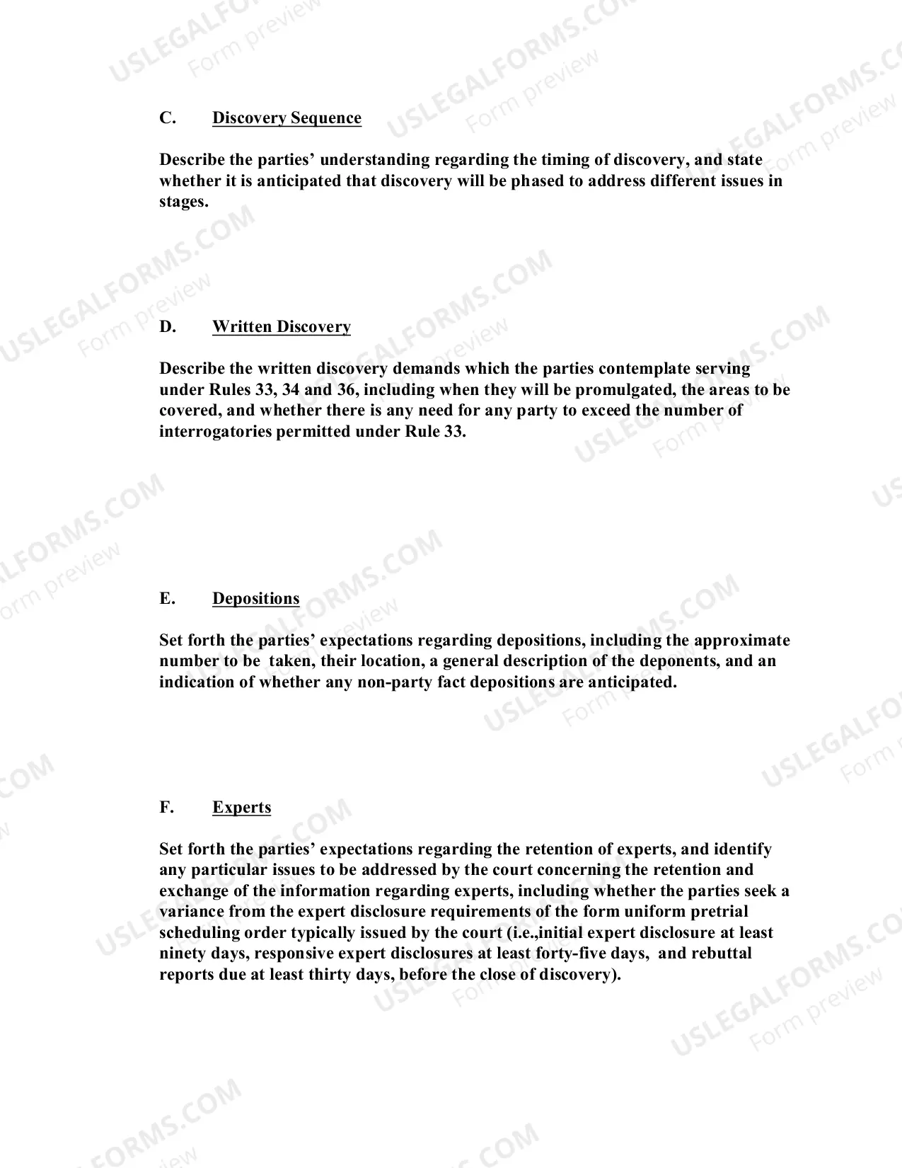 Preview Civil Case Management Plan