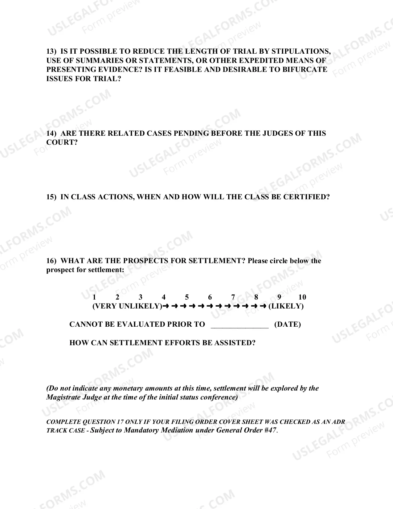 Preview Civil Case Management Plan