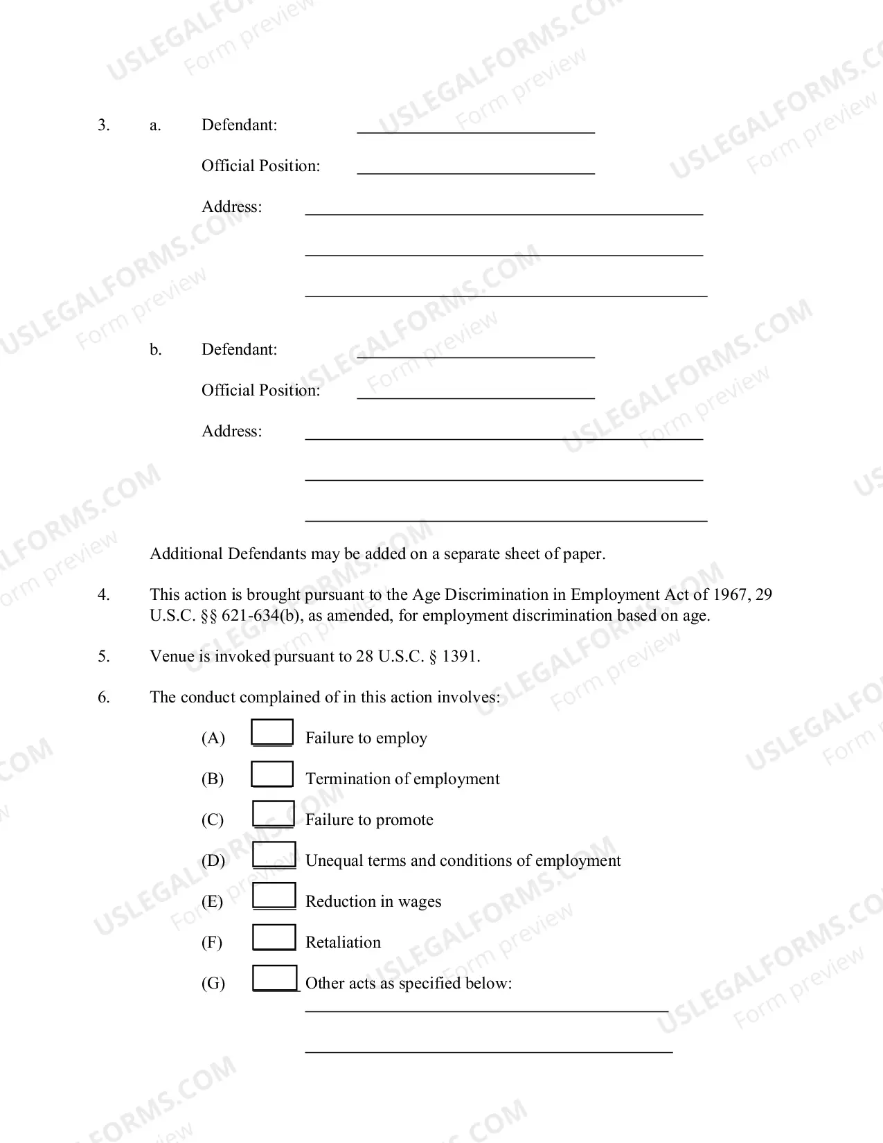 Preview Complaint For Employment Discrimination Based Upon Age